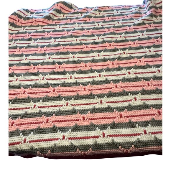 Vintage Crochet Afghan Blanket Throw Fringe grandma core - Picture 1 of 7